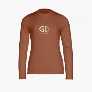 Beige Goldbergh HOMEBASE long sleeve T-shirts | 59478-JEVT