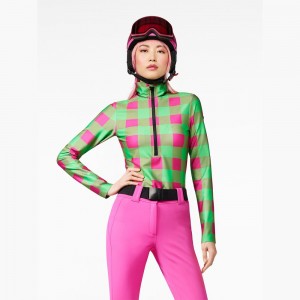 Green / Pink Goldbergh WOODY ski pully Ski Tops | 57329-EIMQ