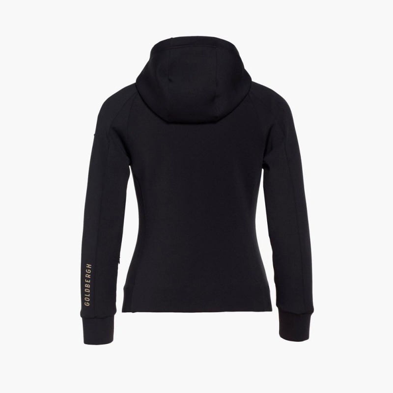 Black Goldbergh RAY full zip hooded cardigan Hoodie | 18235-RWVM