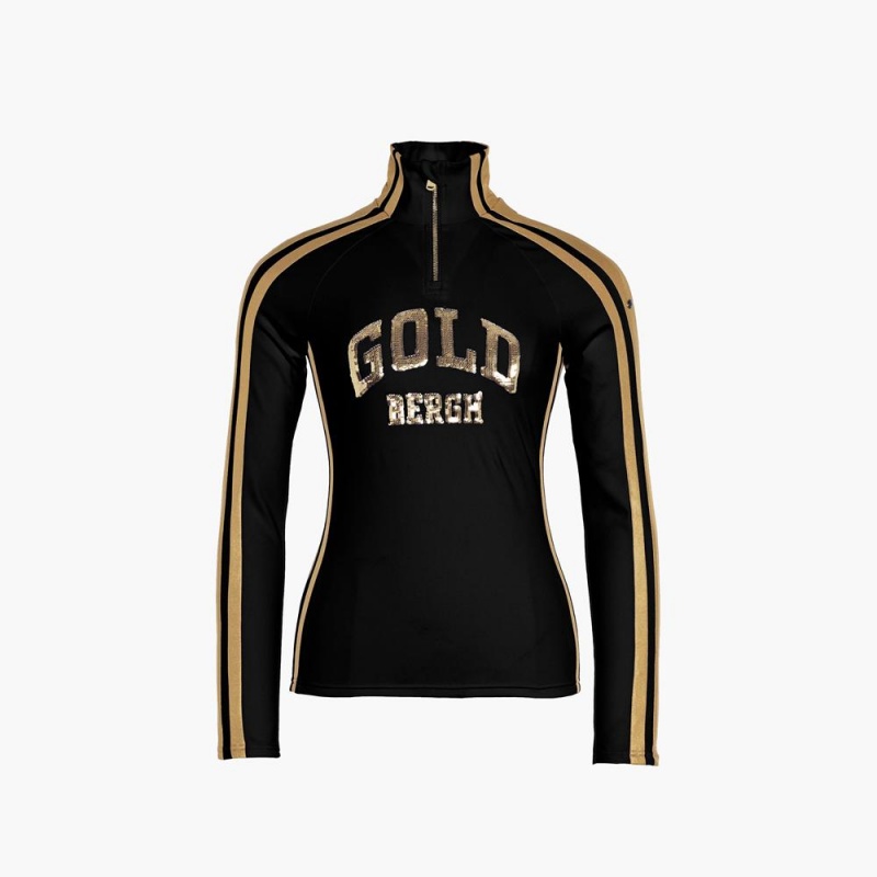 Black / Gold Goldbergh GOBLET ski pully Ski Tops | 70832-XRSE