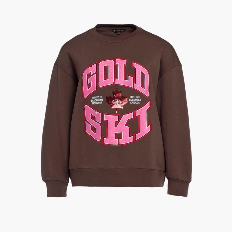 Brown Goldbergh RINK crew neck Sweater | 68493-QBSC