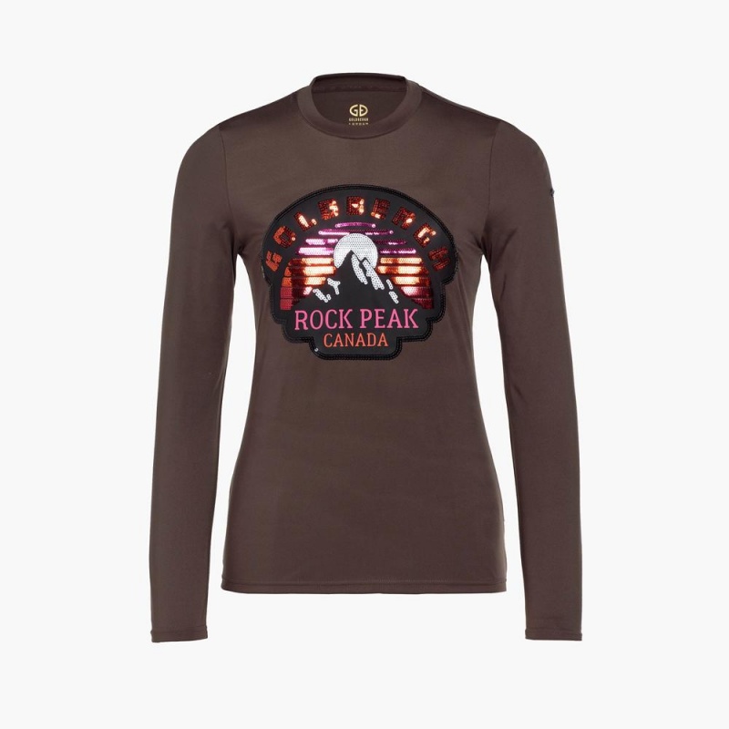 Brown Goldbergh ROCK PEAK long sleeve T-shirts | 23106-SXTP