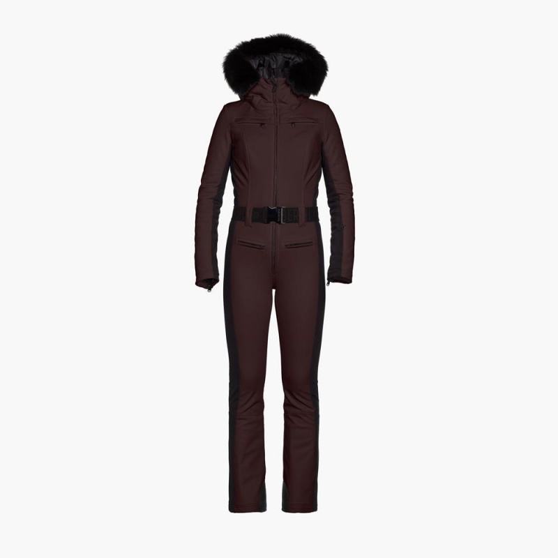 Dark Brown Goldbergh PARRY faux border Ski Suit | 81425-OZCI