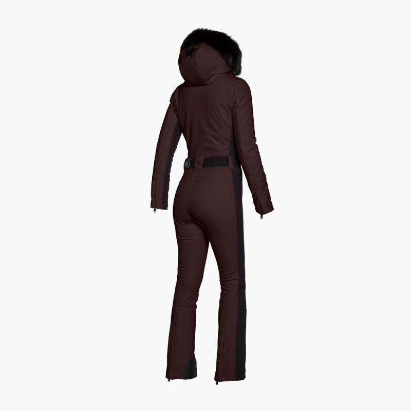 Dark Brown Goldbergh PARRY faux border Ski Suit | 81425-OZCI