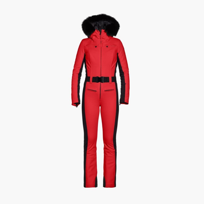 Red Goldbergh PARRY faux border Ski Suit | 73415-DMHQ