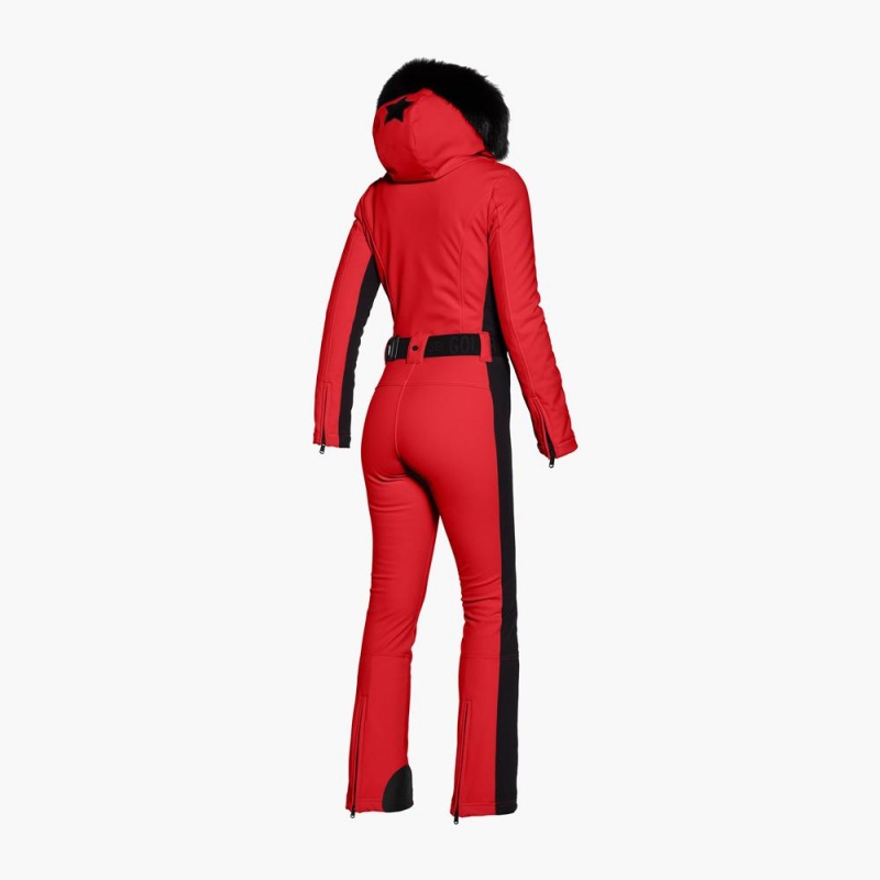 Red Goldbergh PARRY faux border Ski Suit | 73415-DMHQ