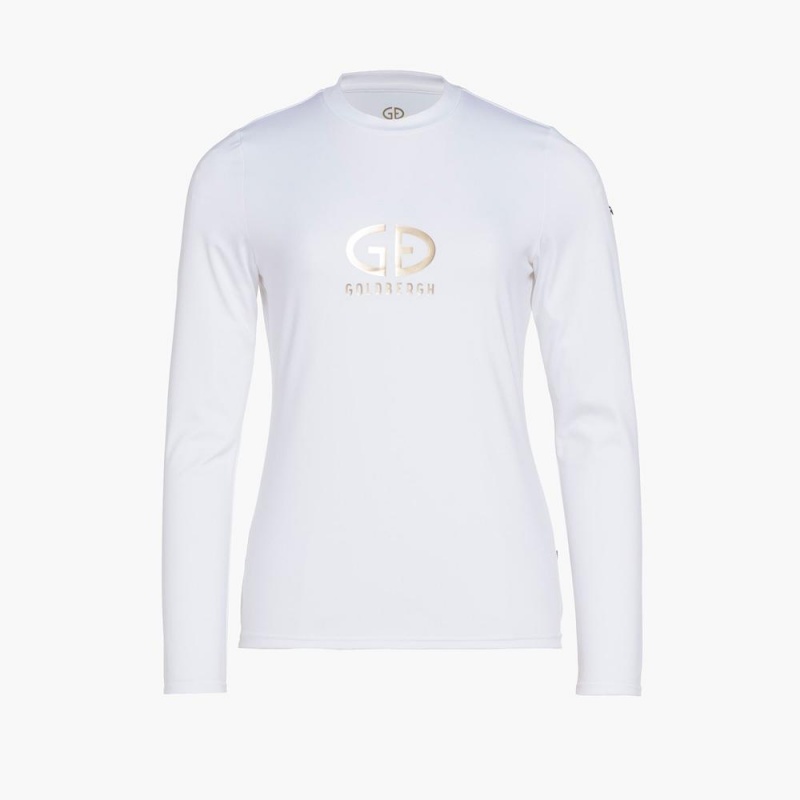 White Goldbergh HOMEBASE long sleeve T-shirts | 73218-LVMN