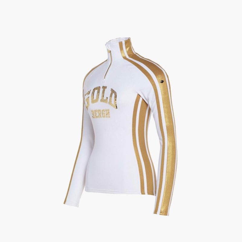 White / Gold Goldbergh GOBLET ski pully Ski Tops | 52679-UMRT